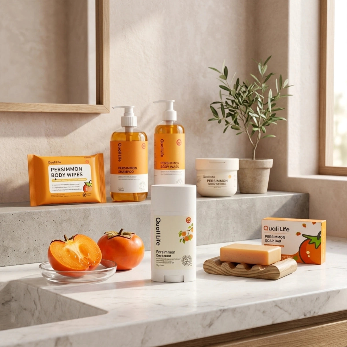qualilife_persimmon_products_in_a_bathroom_niche